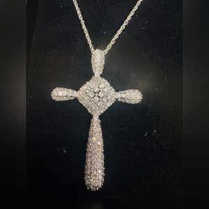 Rhinestone Encrusted Cross Necklace